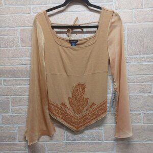 Vintage CANDIES NWT Handkerchief Size Large Sheer Long Sleeve Blouse